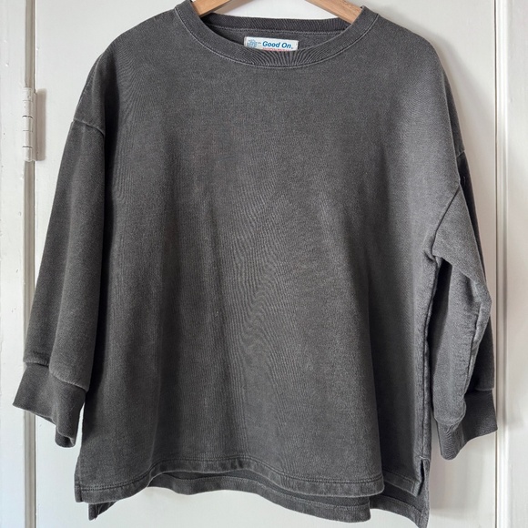 Relaxed French Terry Sweatshirt, 3/4 sleeve O/S MADE IN JAPAN - Picture 1 of 2